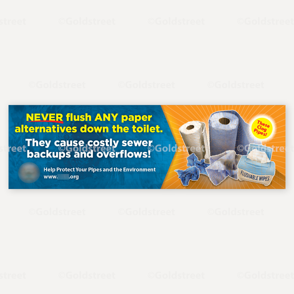 COVID-19 Banner Awareness Materials Public Service Announcment Toilet Trash and Wipes