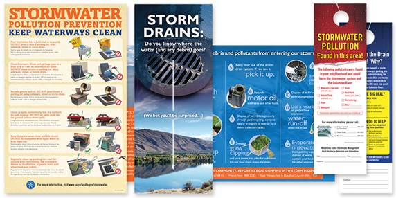 Public Awareness Campaign - Public Outreach Materials - Stormwater materials collage