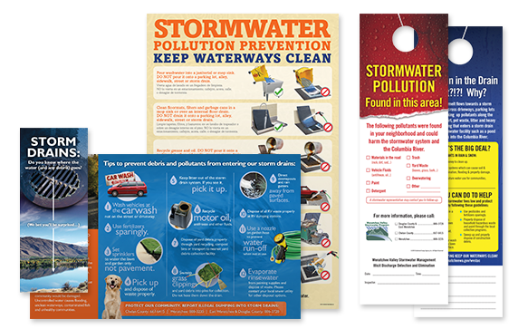 Public Awareness Campaign - Public Outreach Materials - Collage of stormwater materials